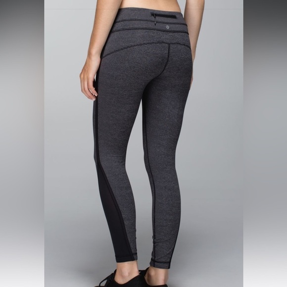 lululemon athletica Pants - Lululemon Run Pace Tight Wee Stripe Black Heathered Black / Black